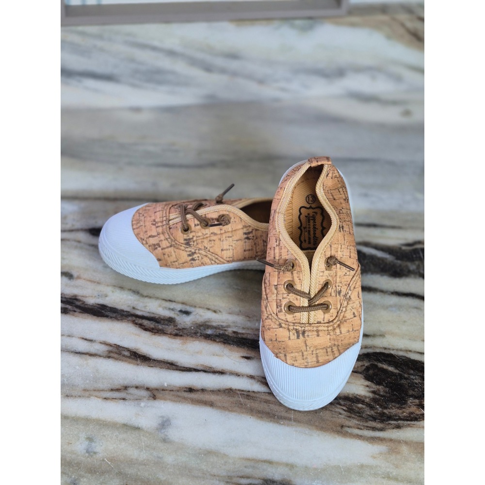 Pipperdoodles Kids‎ Cork Print Low Top Sneakers Tan White Size 13 Toddler Earthy